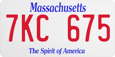 MA license plate 7KC675