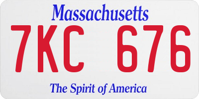 MA license plate 7KC676
