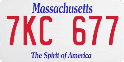 MA license plate 7KC677
