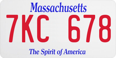 MA license plate 7KC678