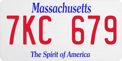 MA license plate 7KC679