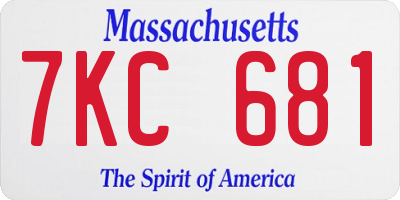 MA license plate 7KC681