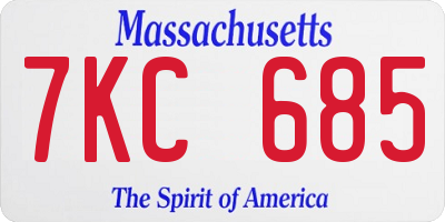 MA license plate 7KC685