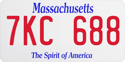 MA license plate 7KC688