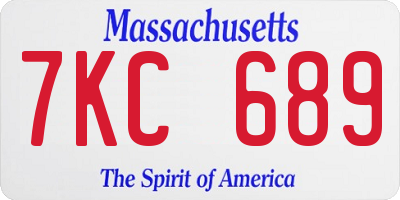MA license plate 7KC689