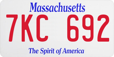 MA license plate 7KC692