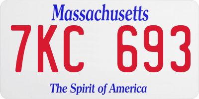 MA license plate 7KC693
