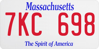 MA license plate 7KC698