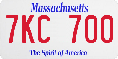 MA license plate 7KC700