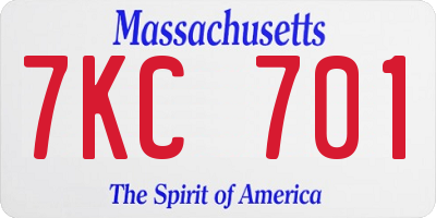 MA license plate 7KC701