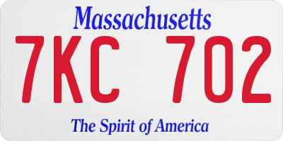 MA license plate 7KC702