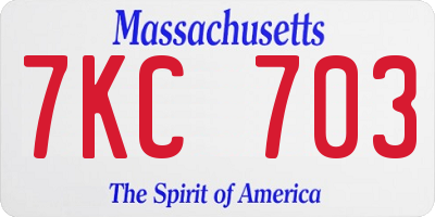 MA license plate 7KC703