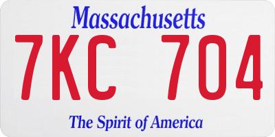 MA license plate 7KC704