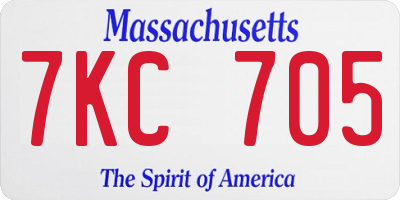 MA license plate 7KC705