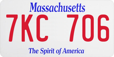 MA license plate 7KC706
