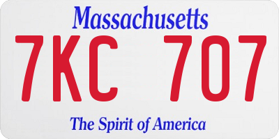 MA license plate 7KC707