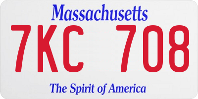 MA license plate 7KC708