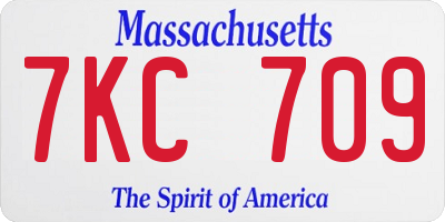 MA license plate 7KC709