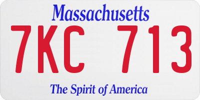 MA license plate 7KC713