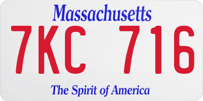MA license plate 7KC716