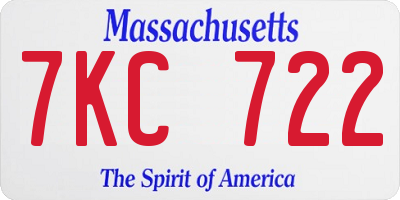 MA license plate 7KC722