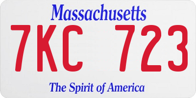 MA license plate 7KC723