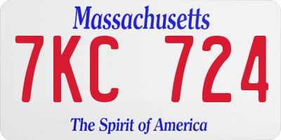 MA license plate 7KC724