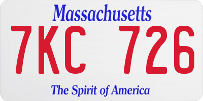 MA license plate 7KC726