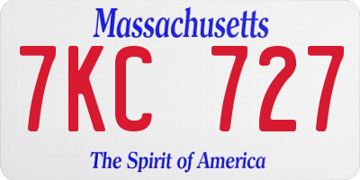 MA license plate 7KC727