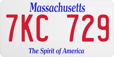 MA license plate 7KC729