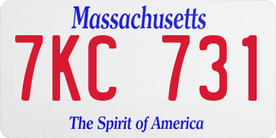 MA license plate 7KC731