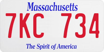 MA license plate 7KC734