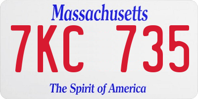 MA license plate 7KC735