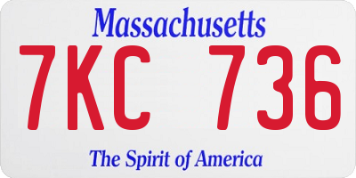 MA license plate 7KC736