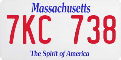 MA license plate 7KC738