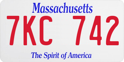 MA license plate 7KC742
