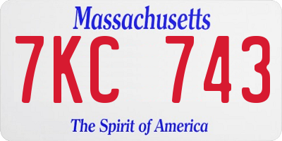 MA license plate 7KC743