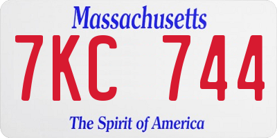 MA license plate 7KC744