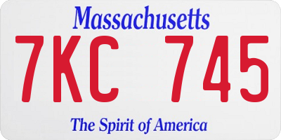 MA license plate 7KC745