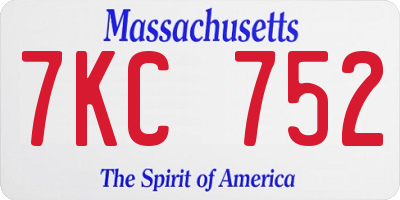 MA license plate 7KC752