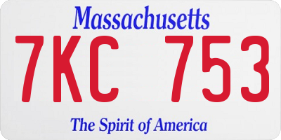 MA license plate 7KC753