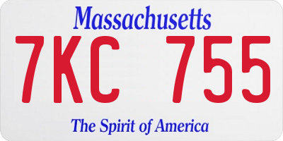 MA license plate 7KC755