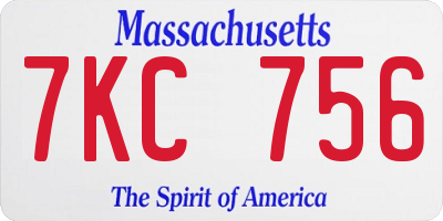 MA license plate 7KC756