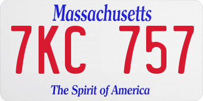 MA license plate 7KC757