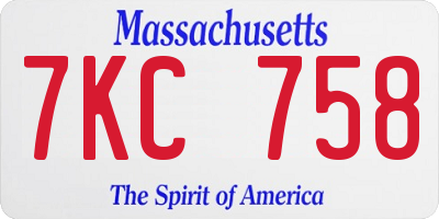 MA license plate 7KC758
