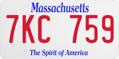 MA license plate 7KC759