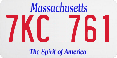 MA license plate 7KC761