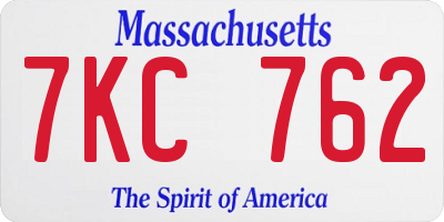 MA license plate 7KC762