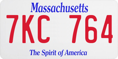 MA license plate 7KC764