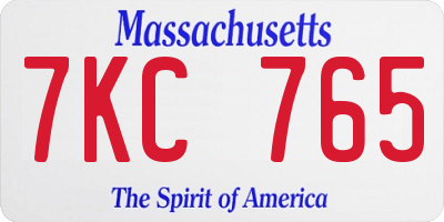 MA license plate 7KC765